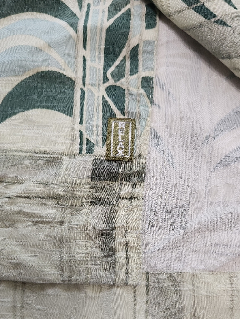 Tommy Bahama Vintage 100% Silk Plaid Palm Tree Border Print Camp Shirt M - Picture 9 of 16